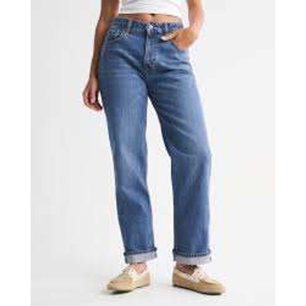 Abercrombie & Fitch Curve Love The Vintage Straight High Rise Jeans Blue 31/12R